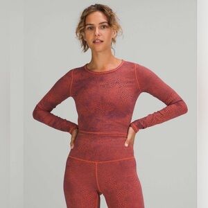 Lululemon Wunder Train Cropped Long Sleeve Shirt, Crackle Glaze Vintage Orange 6